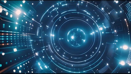 Fototapete - Technologie background. Round hud futuristic interface. Circle element digital information. Seamless loop.