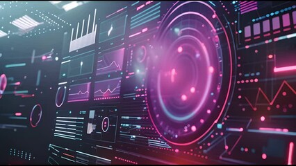 Aufkleber - Graph and chat panel with abstract background alpha channel showing Head up display ( HUD UI ) technology interface screen.