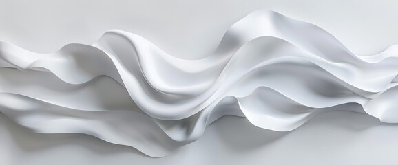 Wall Mural - Develop a sleek and contemporary wave sculpture featuring smooth curves and a refined 3D profile on a solid white backdrop.