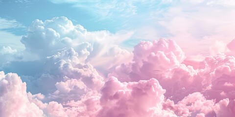 Wall Mural - Romantic pink sky background. Clouds soft on sunset. Abstract background. Textured background, clouds, clouds, children's wallpaper. Prints, wallpapers, posters, cards. High quality photo