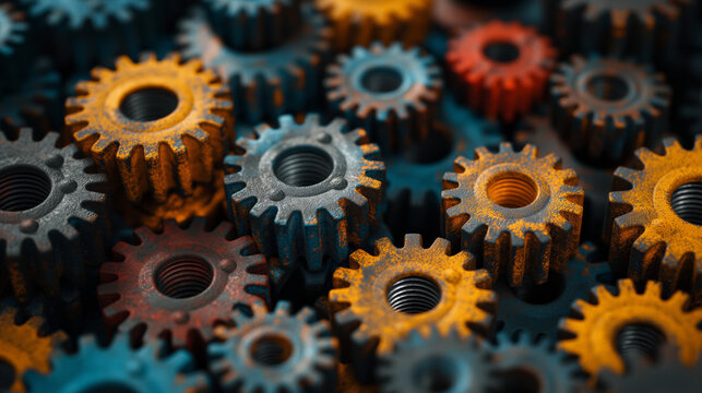 rusty colorful gears abstract background wallapers