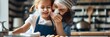 © gunzexx png and bg - A joyful scene of a mother and child enjoying baking together in the kitchen, with flour on their faces