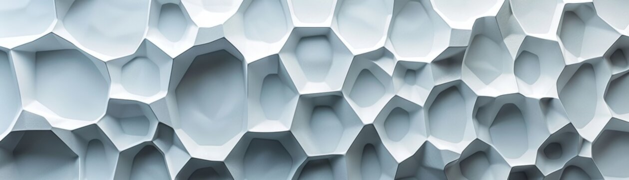 3D rendering of a futuristic, organic structure made of interlocking hexagons.