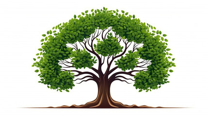 isolated green tree roots on a white background