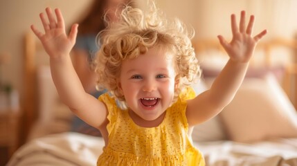 Poster - A Joyful Toddler Raising Hands