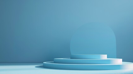 Aufkleber - Blue abstract podium, 3D render, illustration in 3D