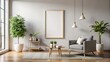 © wasana - Clean and sophisticated interior design with a minimalist approach and a blank frame for creative expression
