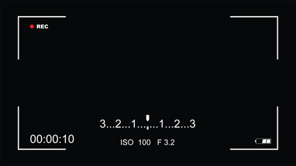Video Recording frame layout viewfinder, Camera viewfinder, Video Camera Recording Screen, Camera Recording Screen Overlay, Camera ISO and Aperture with minutes