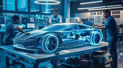 Poster - Designing a hybrid electric vehicle with CAD software and holographic projections. In the Automotive Innovation Facility.