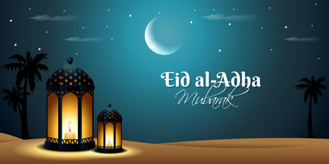 Wall Mural - Vector illustration of Eid al Adha social media feed template