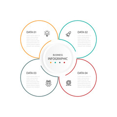 Leinwandbilder - Modern template infographic vector element with 4 step line circle concept can be used for workflow, business information, presentation, diagram, and web graphic design 