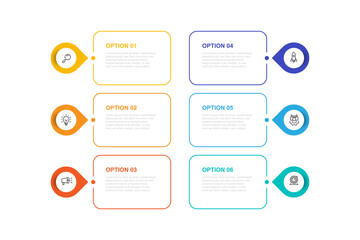 Poster - Timeline process infographic template vector with 6 option or section 