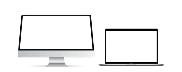 Poster - Modern laptop mockup front view and high quality pc and laptop mockup isolated on white background.