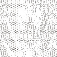 Poster - Rough, irregular texture composed of monochrome geometric elements. distressed grunge hexagon . Abstract vector illustration. Isolated on white background. Vector Format