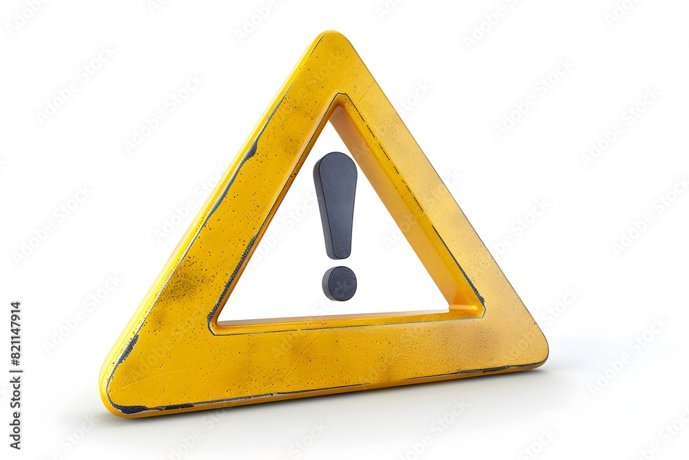 Yellow triangular warning sign with a black exclamation mark symbol ...