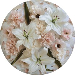 Canvas Print - A white flower arrangement with a pink background