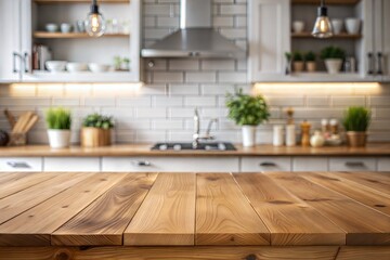 Wall Mural - wooden kitchen countertop, modern interior design