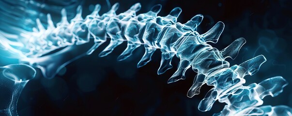 A complete spinal column Xray, revealing the vertebrae in high detail, ideally used in orthopedic examination for assessing spinal conditions