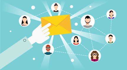 Poster - Human holding envelope for communicate people
