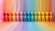© GenerativeAIpicture - minimalist 3D of a diverse group of friends holding hands, each character represented in different vibrant colors of the LGBT flag, standing in a row with a pastel background Generative AI