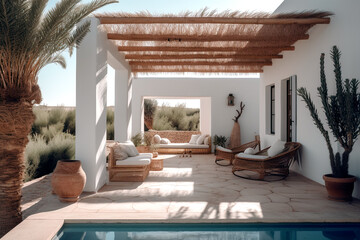 Wall Mural - White luxury villa with swimming pool. Mediterranean	 Vacation 