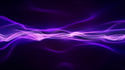 Wall Mural - ethereal waves of bright particles with soft purple blue glow effect. seamless loop abstract animati