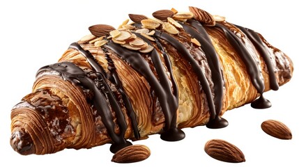 Wall Mural - A chocolate covered pastry with almonds on top