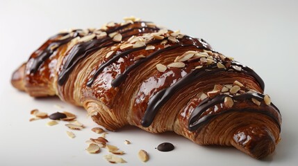 Wall Mural - A chocolate covered pastry with almonds on top