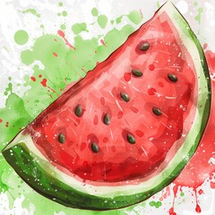 Wall Mural - Watermelon colorful summer background with watercolor style. Colorful summer background with watermelons vector presentation design. 