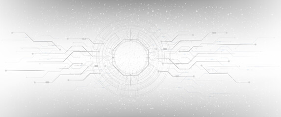 Aufkleber - Grey white Abstract technology background with various technology elements Hi-tech communication concept innovation background Circle space for your text. Structure pattern technology backdrop.	