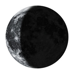 Wall Mural - Waning Crescent Moon Phase Isolated on Transparent Background
