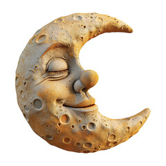 Wall Mural - Crescent Moon 3D Cartoon Isolated on Transparent Background
