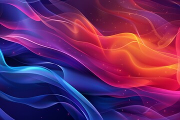 Wall Mural - A colorful, abstract painting of a wave with a blue and purple background