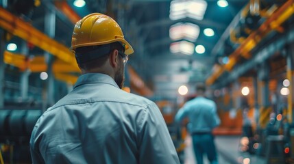 Engineer in hardhat at industrial facility