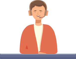 Poster - Illustration of a smiling cartoon customer support agent with headphones