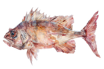 Wall Mural - Hatchetfish, Pastel-colored, in hand-drawn style, watercolor, isolated on white background