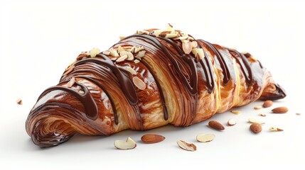 Wall Mural - A chocolate covered croissant with almonds on top