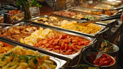 Wall Mural - Buffet, a variety of food products.