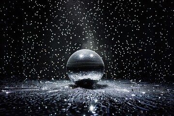 Wall Mural - a sparkling disco ball on a black background