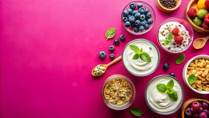 Wall Mural - Gut-Healthy Diet Concept - Yogurt and Fermented Foods - Probiotic-Rich Meal Stock Image