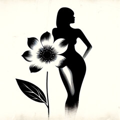 Wall Mural - silhouette of a girl with a flower