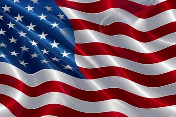 Poster - The American flag is waving in the wind, USA flag. Symbol of the United States of America, US