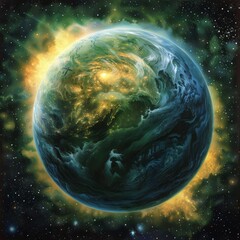 Wall Mural - god created the earth and the universe in the beginning