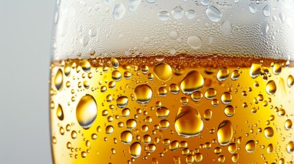 Poster - A glass of beer with a lot of bubbles and foam on top