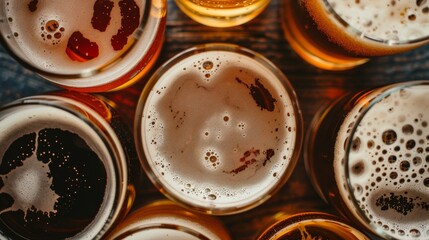 Sticker - A row of beer glasses with foam on top