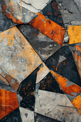 Poster - An abstract landscape of colliding shapes and fragmented patterns, slowly aligning into a harmonious design,