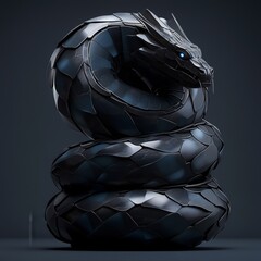 Wall Mural - The large snake serpent statue is crafted from sophisticated steel, scary and mysterious