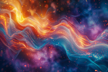 Poster - An abstract representation of the primordial chaos, with vibrant colors and swirling patterns hinting at the birth of the universe,