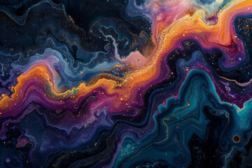 Poster - An abstract representation of the primordial chaos, with vibrant colors and swirling patterns hinting at the birth of the universe,