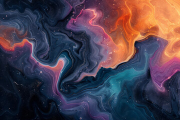 Poster - An abstract representation of the primordial chaos, with vibrant colors and swirling patterns hinting at the birth of the universe,